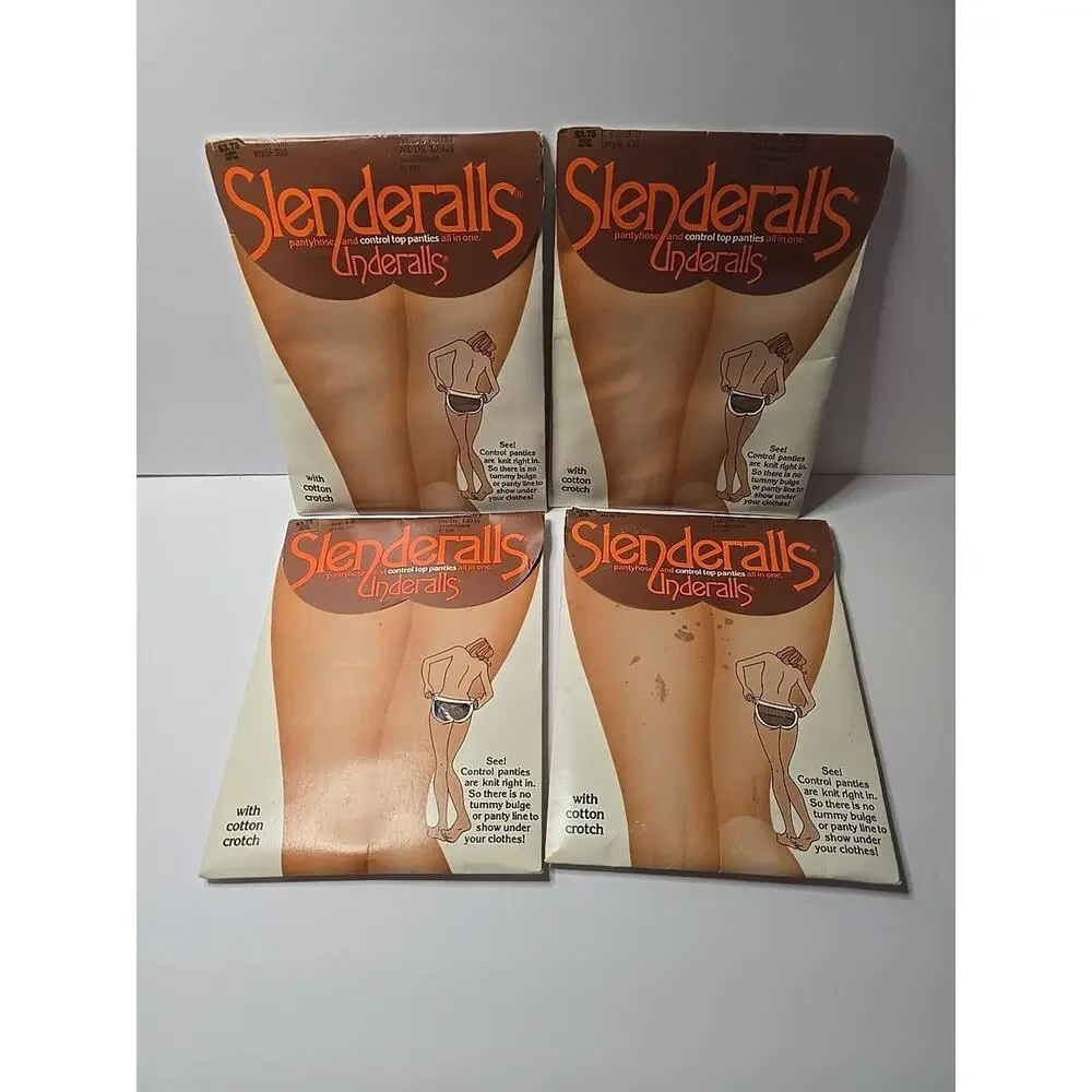 RARE Vintage LOT 4 Underalls Slenderalls Pantyhose & Panties Size A-B 330 Nude